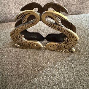 Sabra gold Fish Design letter holder, napkin holder, made in Israel